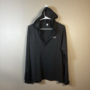 Under Armour Women's Tech Long Sleeve Hoodie, Carbon Heather/Metallic Silver, X-